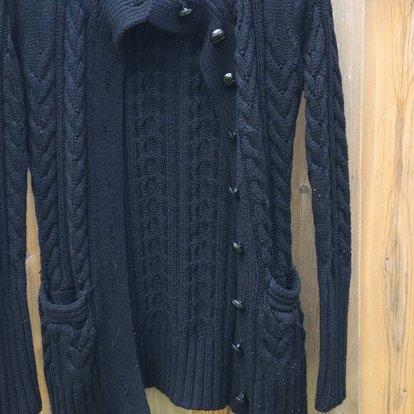 COSTA BLANCA KNIT Button Up Turtleneck Sweater Black Women's Size Small Cardigan - Picture 4 of 8